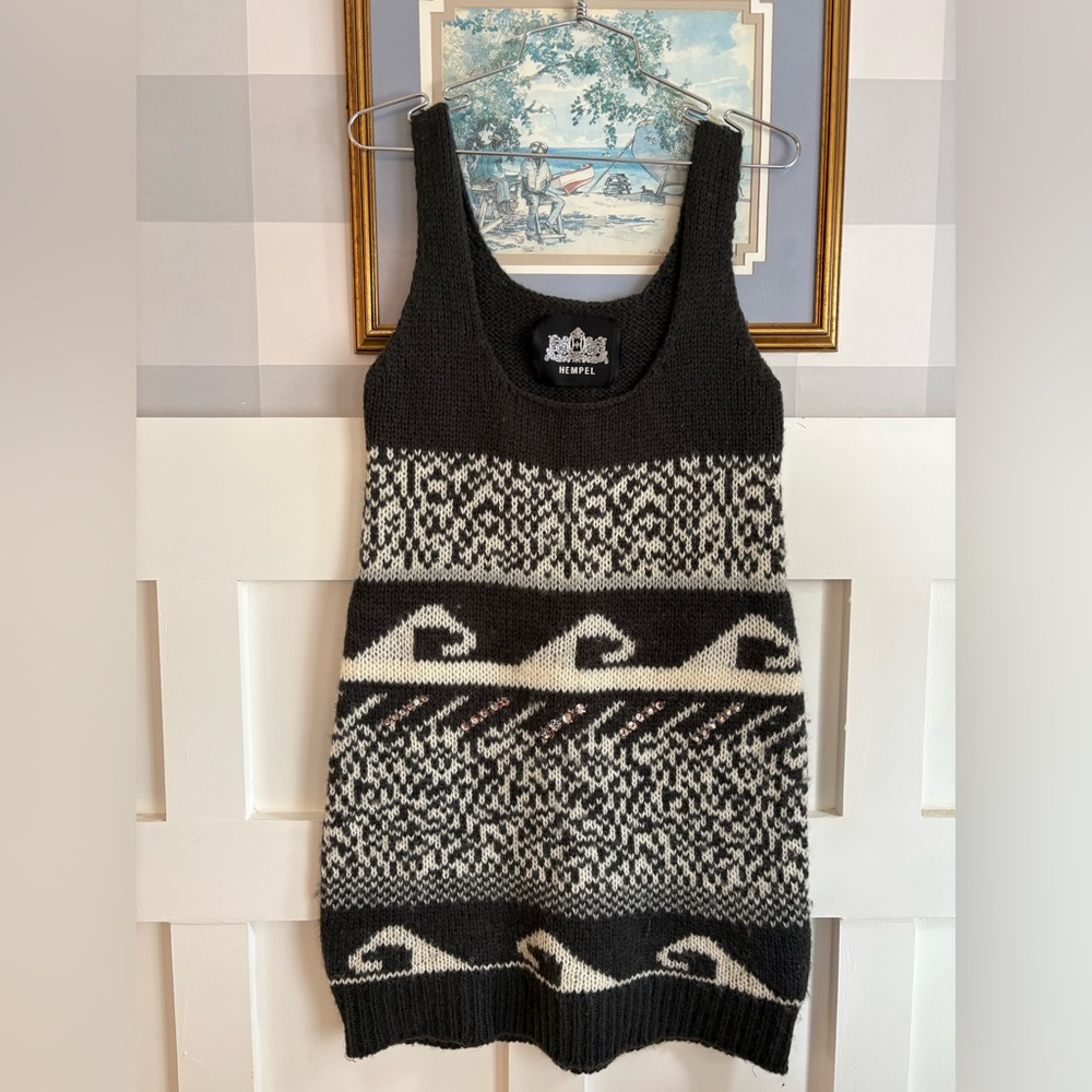 Hempel Black & Cream Knit Tank Dress Size Small